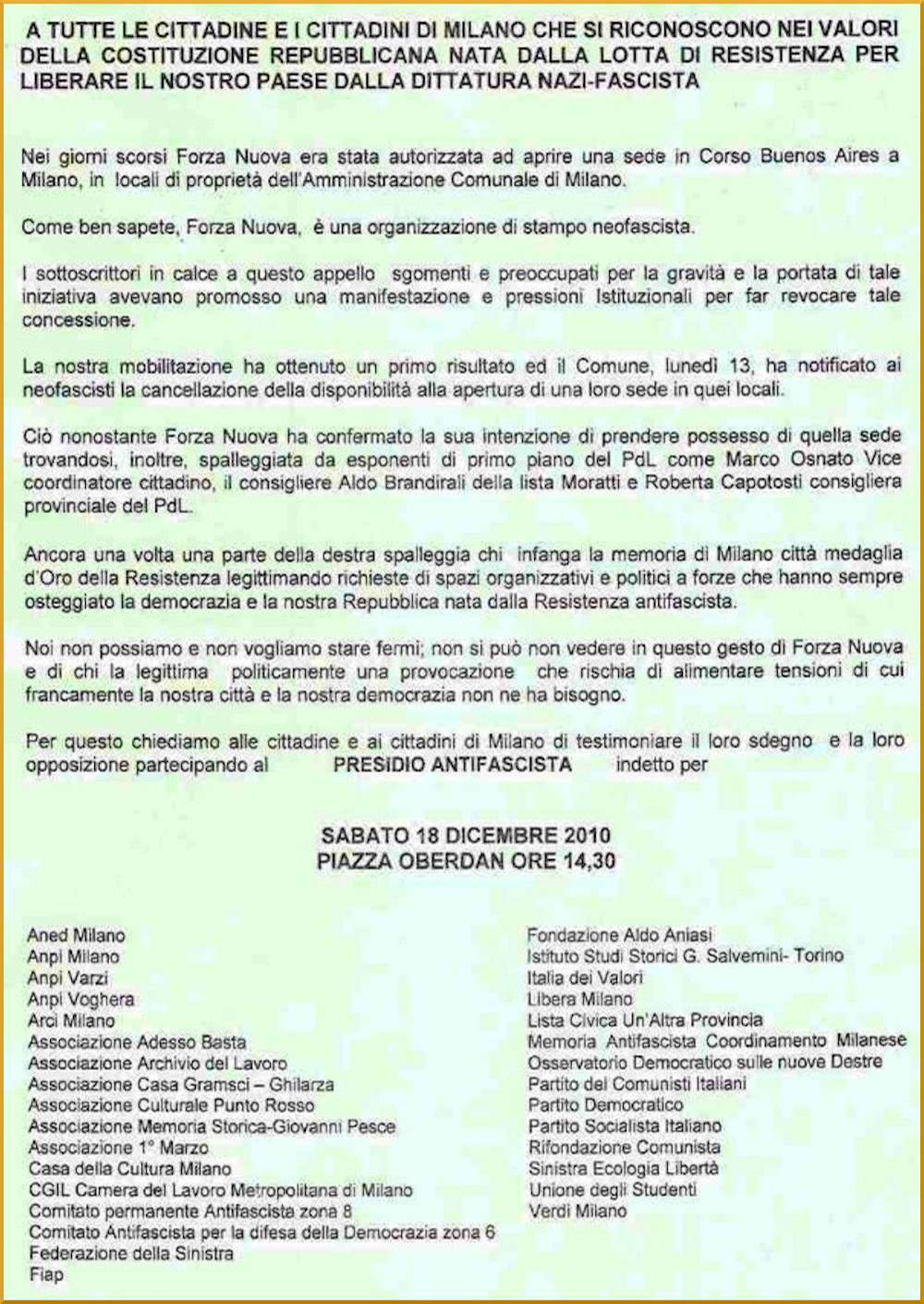Foto Manifesto della mobilitazione