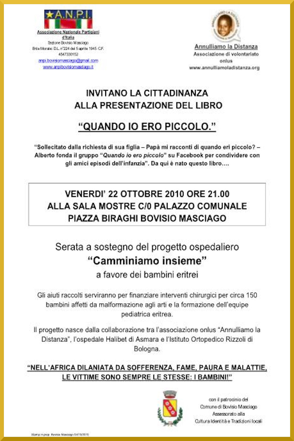 Foto, manifesto della presentazione del libro