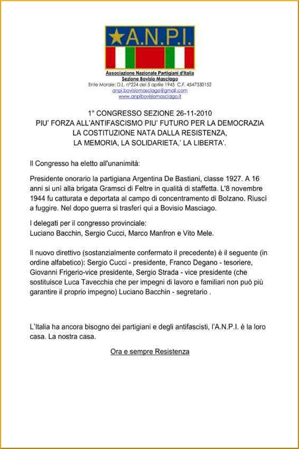 Foto Manifesto di convocazione del congresso di sezione