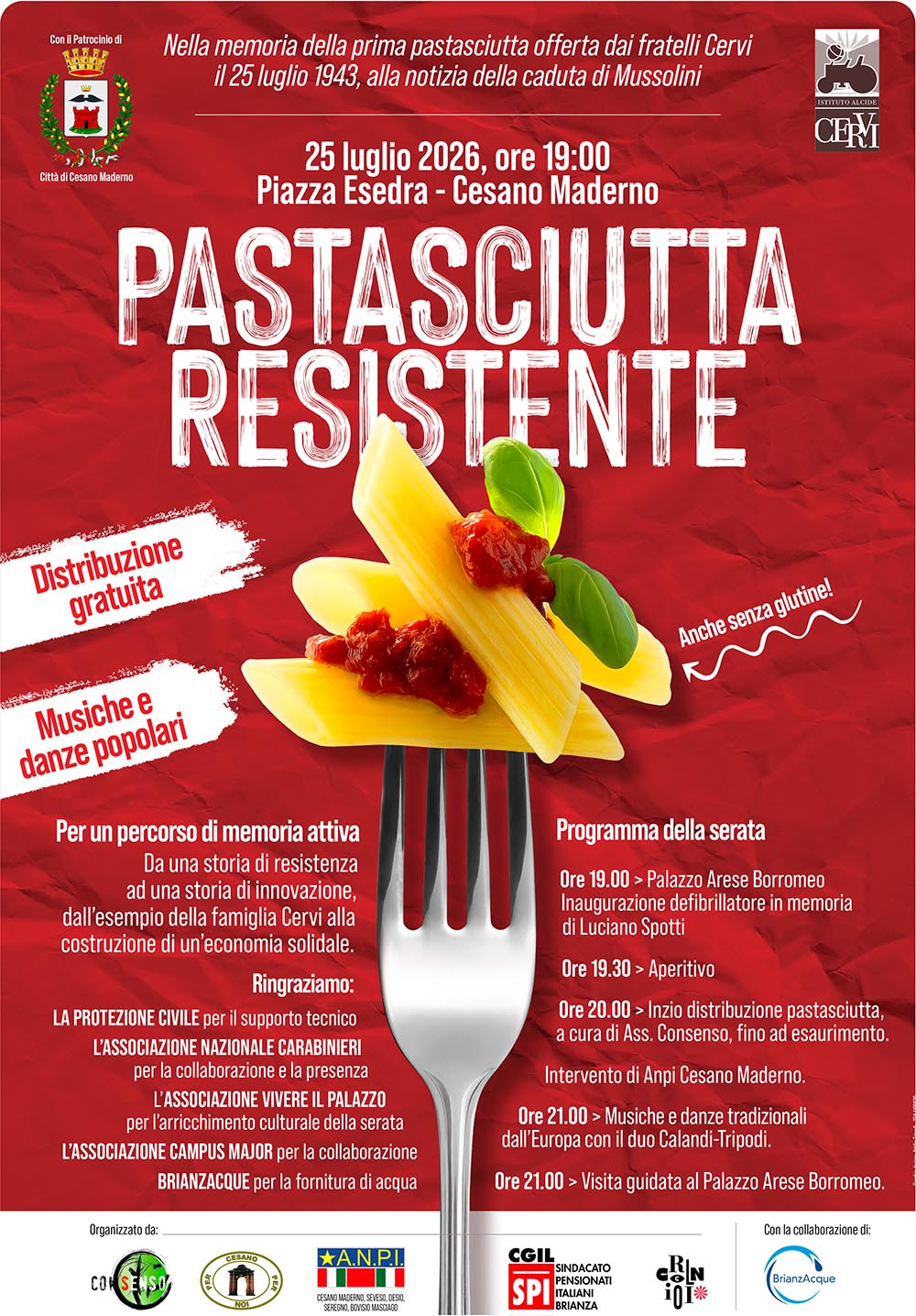 manifesto evento Pastasciutta Resistente 25 Luglio 2026