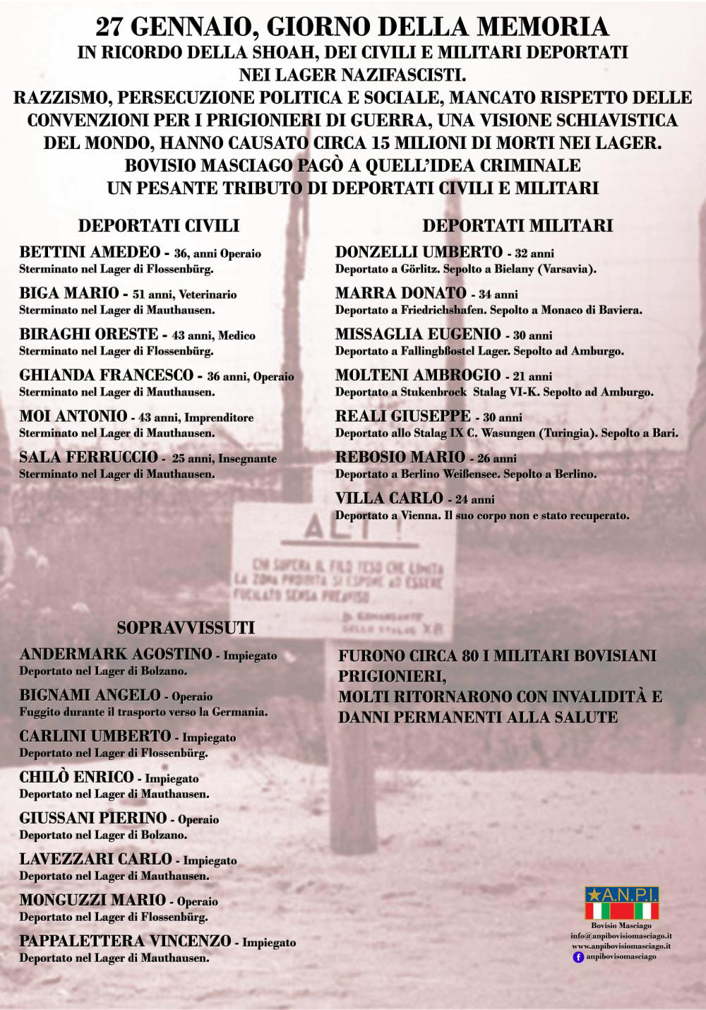 manifesto in memoria dei deportati e caduti bovisiani nei lager nazifascisti