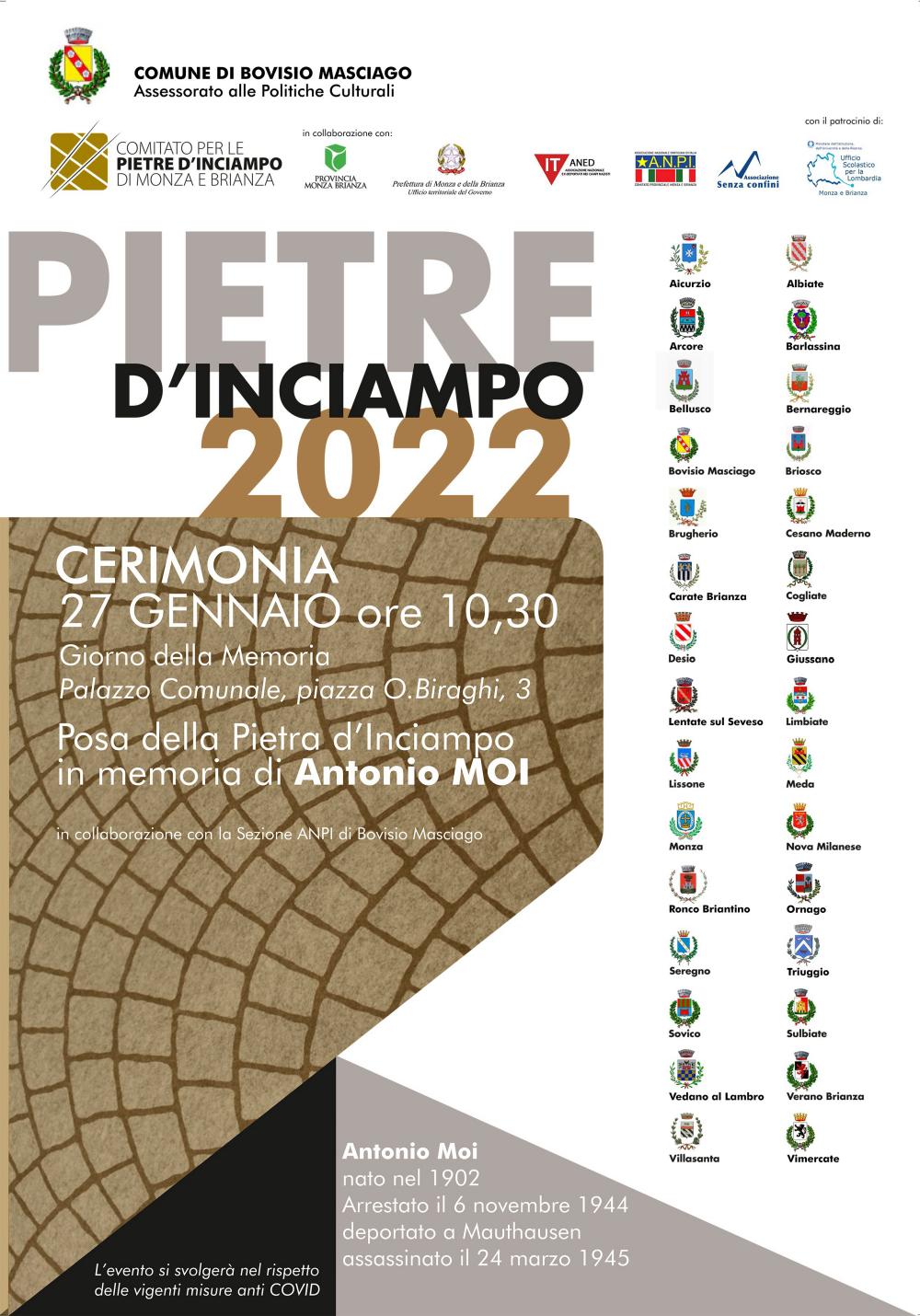 Manifesto dell'evento promosso dal comitato Pietere d'Inciampo e dalla Provincia di Monza Brianza
